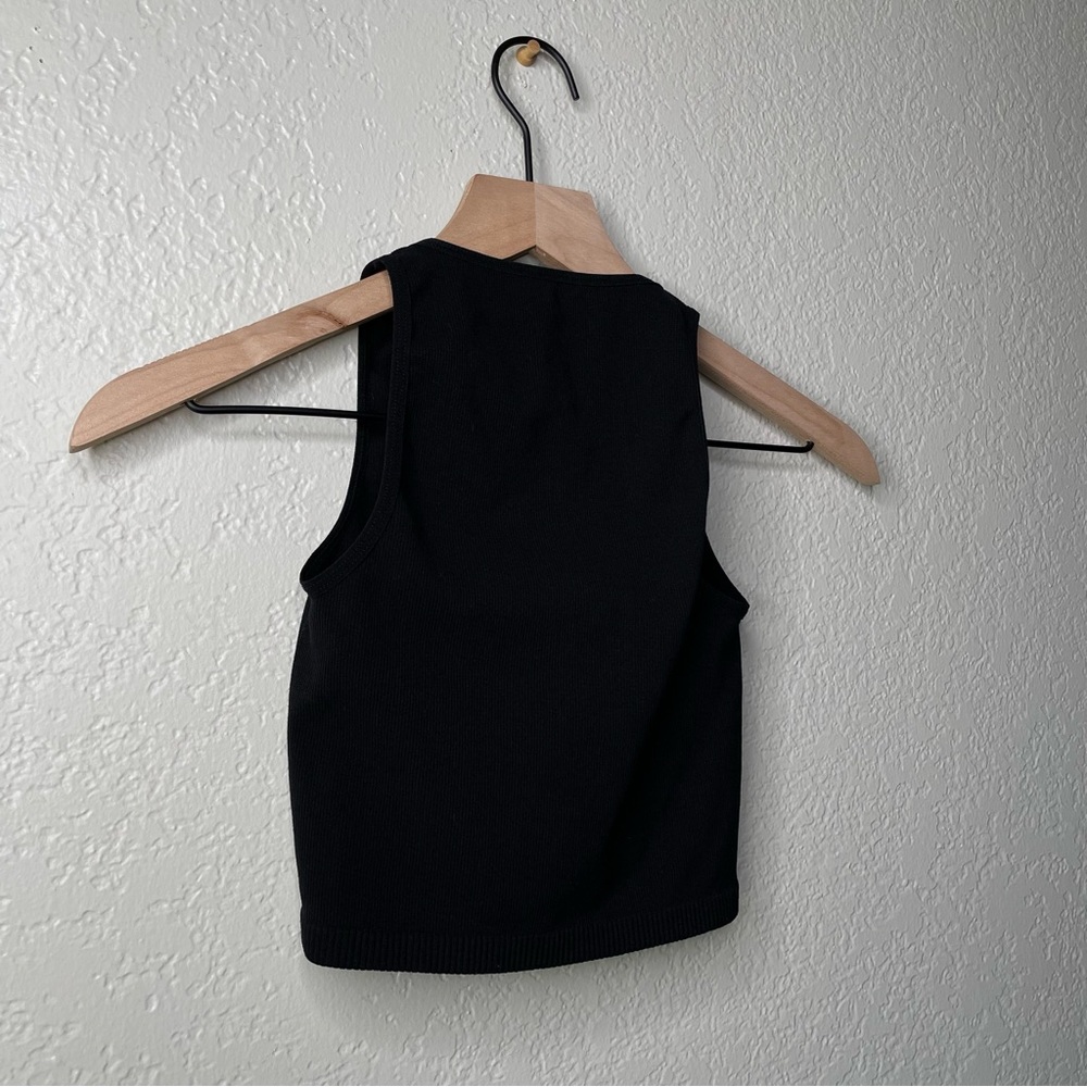 Intimately Free People Black Ribbed Crop Top V Neckline Seamless Tank - Picture 10 of 11